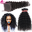 Peruvian Deep Wave With Closure 34 Bundles Peruvian Virgin Hair With Closure Deep Curly Human Hair With Closure