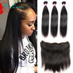Ear To Ear Lace Frontal Closure With Bundles Peruvian Virgin Hair Straight With Closure Human Hair Lace Frontals With Straight