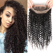 Mongolian Kinky Curly 360 Lace Frontal Pre Plucked Frontal 360 Lace Virgin Hair Human 360 Band Closures With Adjustable Straps