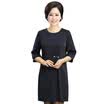 Fama Ma 2017 autumn dress in the elderly women pearl buckle long sleeve large size ladies autumn dress T7114T0028 possession of green 2XL