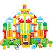Trojan horse wisdom 100 pieces of bright letters building blocks children puzzle early childhood education toys round barrels of wood toys