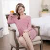 Light off the home service pajamas women autumn&winter new modal long sleeves sleep skirt 1709 bean sand color XL