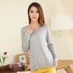 Velvet Shijia Pure Color Long Sleeve Round Collar Neck Satin Slim Sauce Sweater R1123 Light Gray M