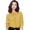 Fubixi FUBIXIAN spring women pure color doll collar with chiffon shirt D4181 yellow XL
