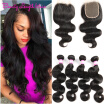 Brazilian Virgin Hair Body Wave With Closure 4 Bundles Brazilian Body Wave With Closure Beauty Length Hair Human Hair Weave