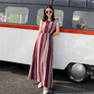 KuoyiHouse 7323 17 years new Korean version of the long section of the round neck sleeveless suit dress female tight waist cotton long skirt cents 10 red stripes M