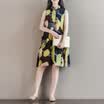 CITYPLUS Slim Women&39s Drawer Print Flowers Loose Casual Shirt Collar Free Chiffon One-piece Dress CWQZ172469 Color M