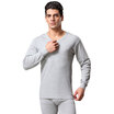 Seven wolves autumn clothing long trousers mens cotton thermal underwear set V-neck winter mens thin section bottoming cotton sweater 98146 light gray 3XL