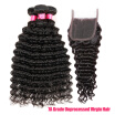 3 Bundle Brazilian Deep Curly With Closure Virgin Brazilian Deep Wave With Closure Human Hair Bundles With Closure Deep Wave