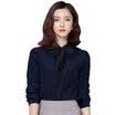 Fubixi FUBIXIAN spring women pure color doll collar with chiffon shirt D4181 navy blue S