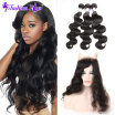 9A Brazilian Body Wave 360 Lace Frontal With Bundle Unprocessed Virgin Brazilian Hair Human Hair Bundles 360 Lace Virgin Hair