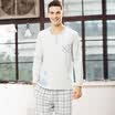 HACAI men&39s pajamas long-sleeved modal round neck thin card cartoon printing male home service suit light gray gray 17095 L