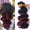 7A Brazilian Virgin Hair Body Wave 4pcs 1B99JOmbre Hair Extensions Ombre Brazilian Hair Weave Bundles Human Hair Weaves Very
