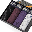 Playboy men&39s underwear underwear men&39s flat pants fashion printing ice silk four pants 4 gift boxed black coffee flowers gray blue combination XXXL