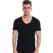 Three guns home service Shu skin cotton ribs stretch V-neck short-sleeved shirt 2 white black L