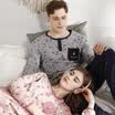Red beans home couple pajamas women spring&autumn cotton long sleeves round neck sets of cartoon printing home clothing suit 504 shrimp powder 175 96A