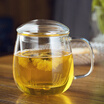 Jingdong Supermarket Jieya Jie glass cup with filter tea bubble tea cup 300ml heat-resistant glass flower tea cup with three cups YGE-6801
