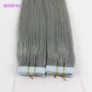 100 Peruvian Virgin Remy Tape Hair Extensions Silky Straight Gray PU Tape Glue Skin Weft Hair Extensions