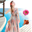 KuoyiHouse 7887 Dress 2017 Summer New Striped Print Sling Beach Skirt Bohemian Seaside Chiffon One Piece Dresses