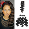 Indian Body Wave With Closure 7A Indian Human Hair 3 Bundles With Closure Indian Virgin Hair Body Wave With Closure
