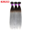 Brazilian Virgin Hair Straight Grey Hair Weave Allrun Ombre Brazilian Hair Bundles 3 Pieces Brazilian Straight Hair Extension