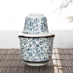 Yamada shochu with ceramic underglaze color three-piece warm wine pot auspicious flower