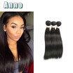 ANNO Hair Company Peruvian Virgin Hair Straight 3 Bundles 7A Straight Human Hair Weave Bundles Peruvian Straight Virgin Hair
