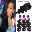 Malaysian Body Wave 3 Bundles with Closure Human Hair Weave Malaysian Virgin Hair Bundles Meches Bresilienne avec Closure lots