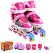 Armor warrior children&39s suits skates PU flash wheel skates adjustable roller skates KJ-333 S rose red