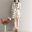 City plus CITYPLUS art romance retro hit color tie printing dress CWQZ173152 rice white L