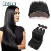 Queen Love Hair Lace Frontals With Baby Hair And Bundles Full Frontal Closure With Human Hair weaves Brazillian Straight Hair