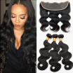 7A Brazilian Hair Weave Bundles With Lace Frontal Closure Brazillian Virgin Hair Body Wave 13X4 Lace Frontals with Baby Hair