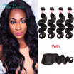 Peruvian Virgin Hair With Closure Peruvian Body Wave With Closure 4 bundles with closure Peruvian Virgin Hair Body Wave