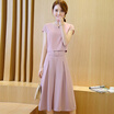 A Tang Chen 2017 wide leg pants suit female fashion round neck short-sleeved loose short jacket waist was thin seven pants S62X0032A26S pink S