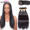 Brazilian Straight Virgin Hair With Closure 8A Unprocessed Virgin Brazilian Hair With Closure 3 Bundles With Closure Cheapest