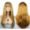 NLW European virgin human hair Lace front wigs 27 Dark blonde color Silk straight wigs with baby hair