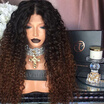150 Density Kinky Curly Unprocessed Brazilian Virgin Hair Ombre Lace Front Wigs 1b33 Full Lace Human Hair Wig For Black Women