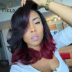 Lady Focus Full Lace Wig 150 Density Ombre 1B Burgundy Two Tone 99J Natural Wave Brazilian Human Hair Wigs