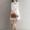 CITYPLUS Sen small fresh retro embroidery loose cotton&linen dress CWQZ172259 white L