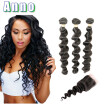 Brazilian Hair Weave Bundles Human Hair With Closure Queen Love Hair 3 pc Brazilian Loose Wave With Closure Loose Wave Virgin Hair