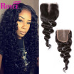 Brazilian Virgin Hair Lace Closure Loose Wave 1 Pcs Human Hair Loose Wave Lace Closure with Bleached Knots Hand Weaving Swiss Lace