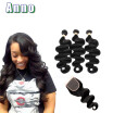 Grade 7a Brazilian Virgin Hair With Closure Cheap Brazilian Human Hair Weave 3 Bundles Brazilian Body Wave With Lace Closure