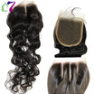 QDKZJ Free Brazilian Water Wave Closure 4x4 Virgin Human Hair Closure Bleached Knots Lace Closure Free Three Middle Part