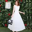 A bowl of morning 2017 summer Korean long skirt Slim was thin temperament simple round neck large size women sleeveless dress S72R0020A7M white M