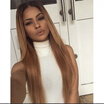 Fashion Brazilian Virgin Hair Silky Straight Ombre Lace Front Wig Glueless Full Lace Human Hair Wig Two Tone Ombre Wig Baby Hair