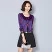 Xian Ya fashion Slim temperament was thin Korean version of the striped round neck collar splicing bottom dress female zxTSA7510 purple L