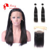 CZ Hair Brazilian Virgin Hair With Closure 360 Lace Frontal With Straight Hair Bundles 360 Lace Band Frontal With Straight Human H