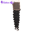 Free Parted Deep Wave 4x4 Top Grade Brazilian Virgin Hair Deep Wave Lace Closure Human Hair Bundles Slightly Bleached Knots