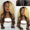 Brazilian Body Wave Full Lace Wig Ombre BlondeBrown Glueless Lace Front Human Hair Wigs For Black Women Full Lace Human Hair Wigs