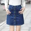 Long Yue women&39s high waist A word half skirt Slim a row of buckle pockets denim skirt LWQZ173304 dark blue XL